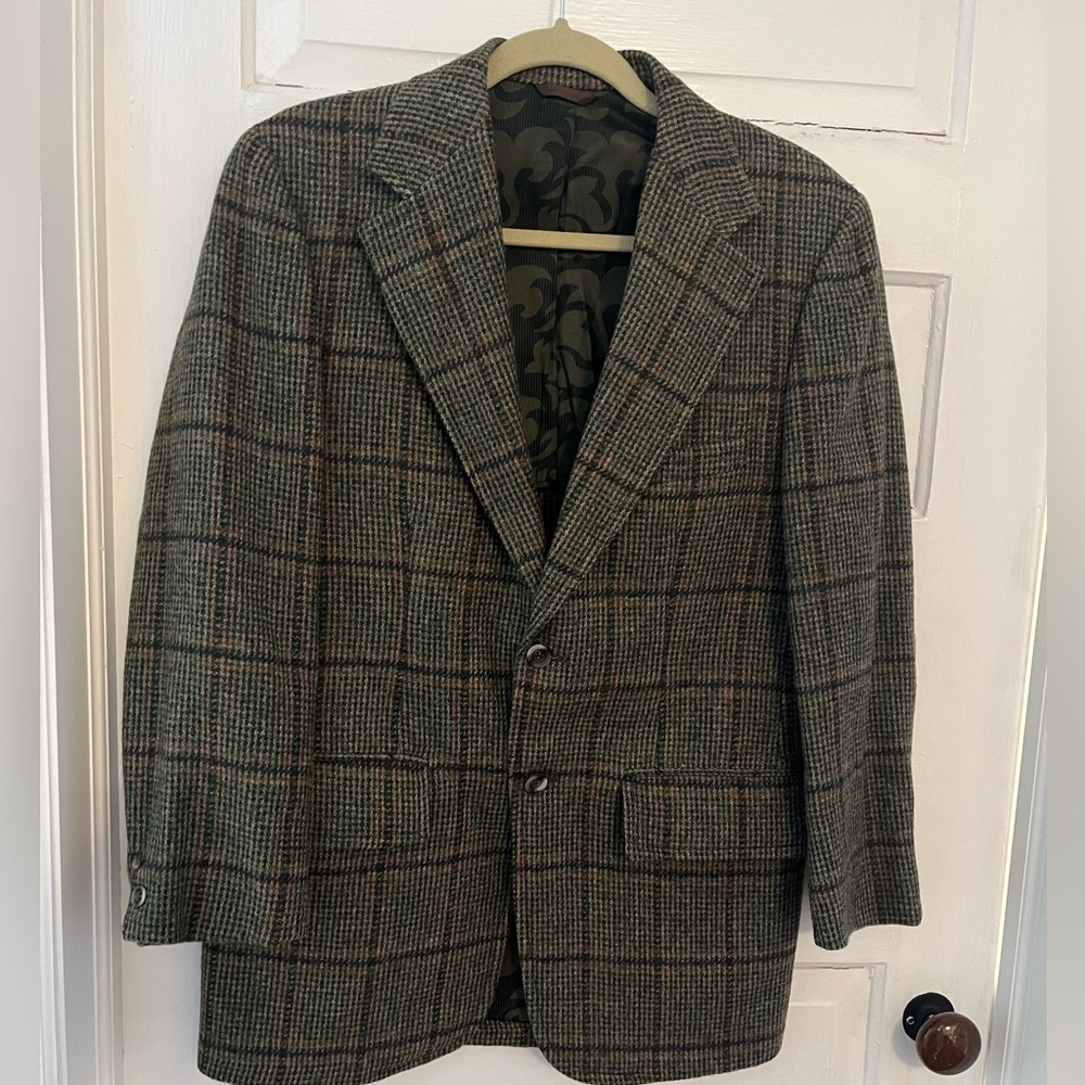 Vintage 1960s Men's Blazer / Sport Jacket in Green Plaid